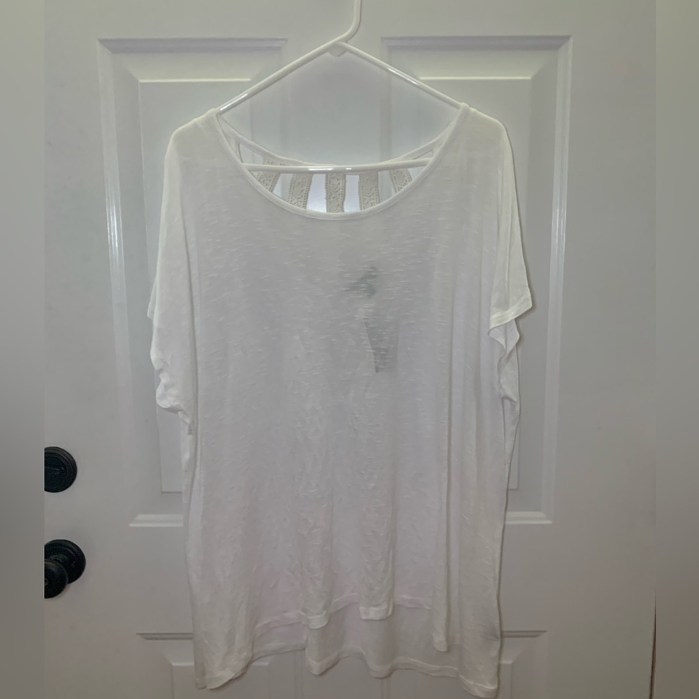 Lane Bryant White Women's Top with lace detail. Size 22/24
